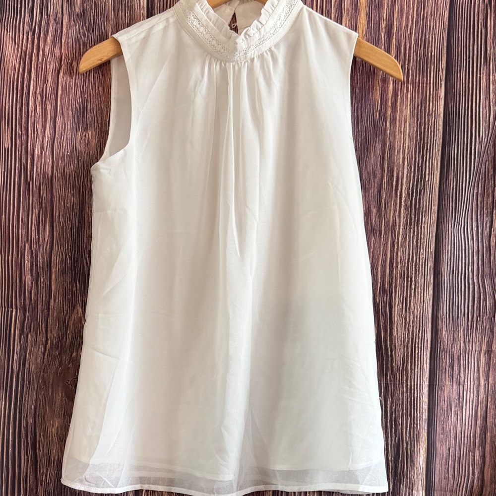 Karl Lagerfeld Cream Sleeveless Tank Top